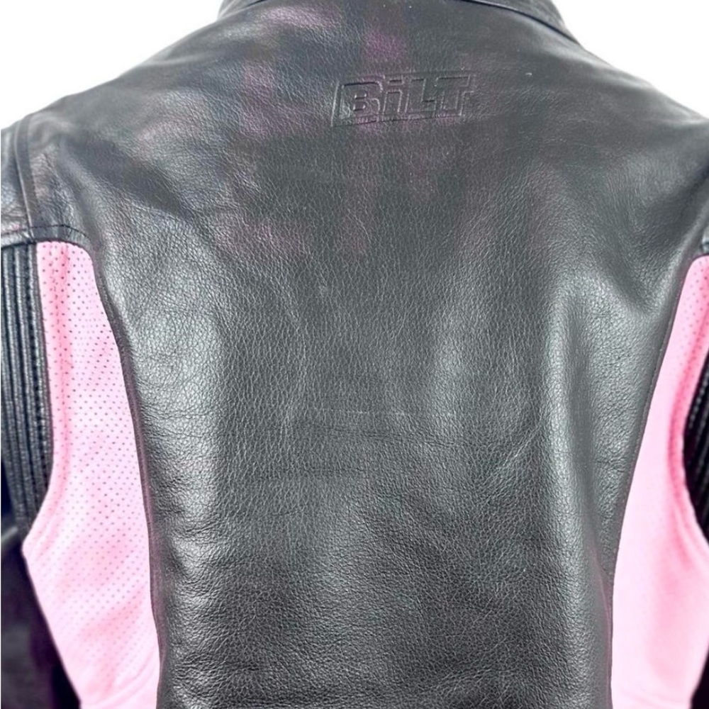 BILT Black+Pink Genuine Leather Heavy Jacket Size L Like New - Picture 6 of 7